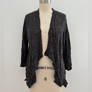 Chalet et Ceci Waterfall Cardigan Heather Gray Knit Crinkled Open S